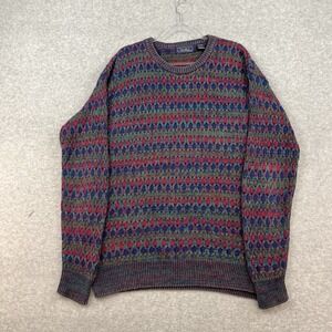Vintage 90s Finalist 3D Knit Sweater Mens L Multicolor Unique Colorful Heavy